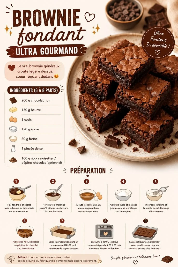 Brownie ultra fondant prêt à être dégusté