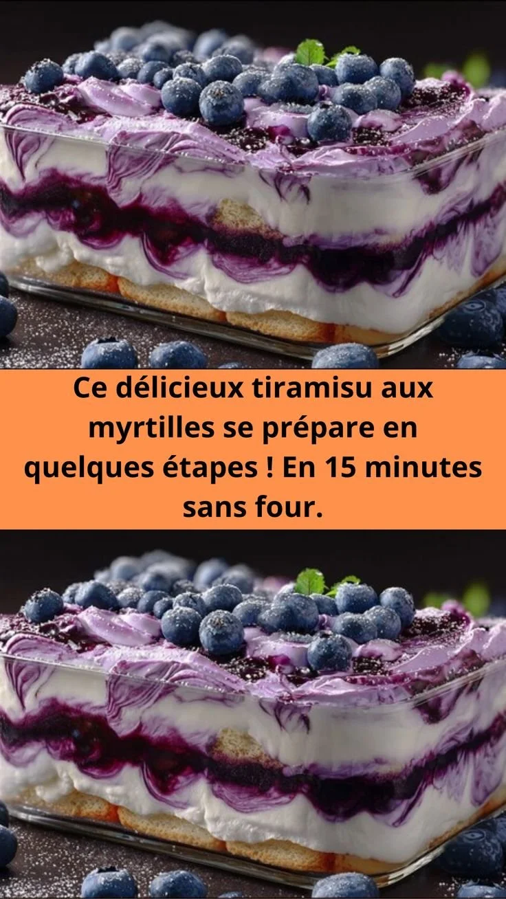 Tiramisu aux myrtilles préparé en 15 minutes sans four