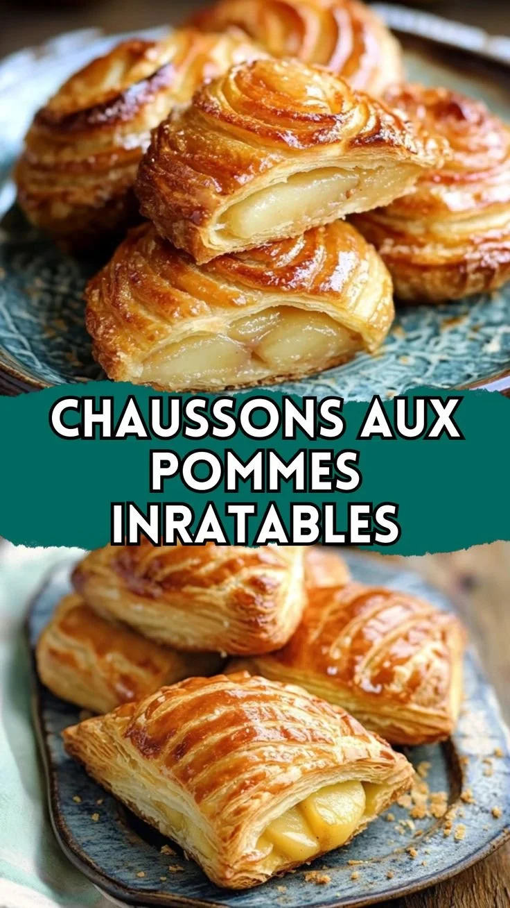 Recette de chaussons aux pommes inratables avec une pâte dorée et garniture sucrée.