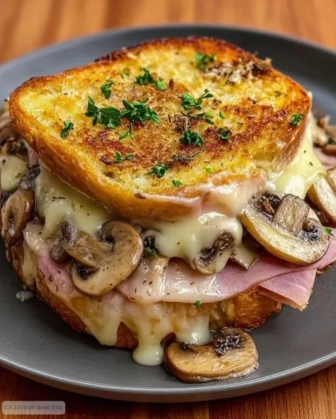 Croque-Monsieur Gourmand aux Champignons avec fromage fondant