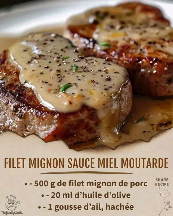 Filet Mignon avec sauce miel moutarde par Cyril Lignac sur Facebook