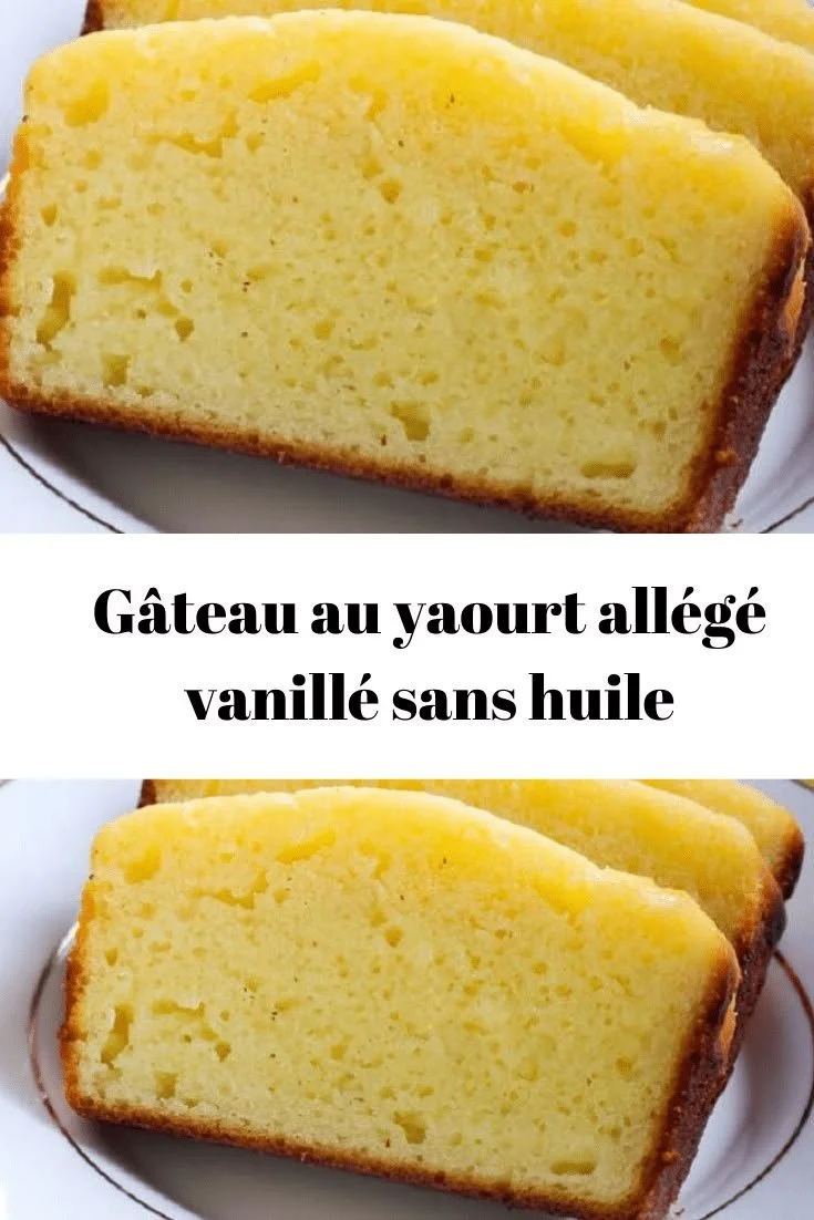 Gâteau au yaourt allégé vanillé sans huile sur une assiette