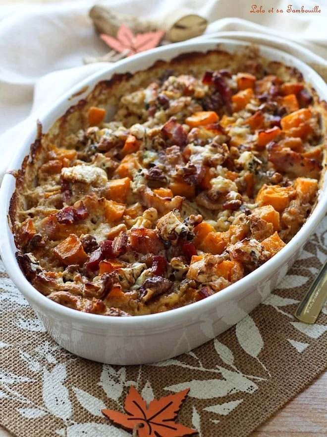Gratin de butternut aux lardons et fourme d'Ambert, plat réconfortant et savoureux