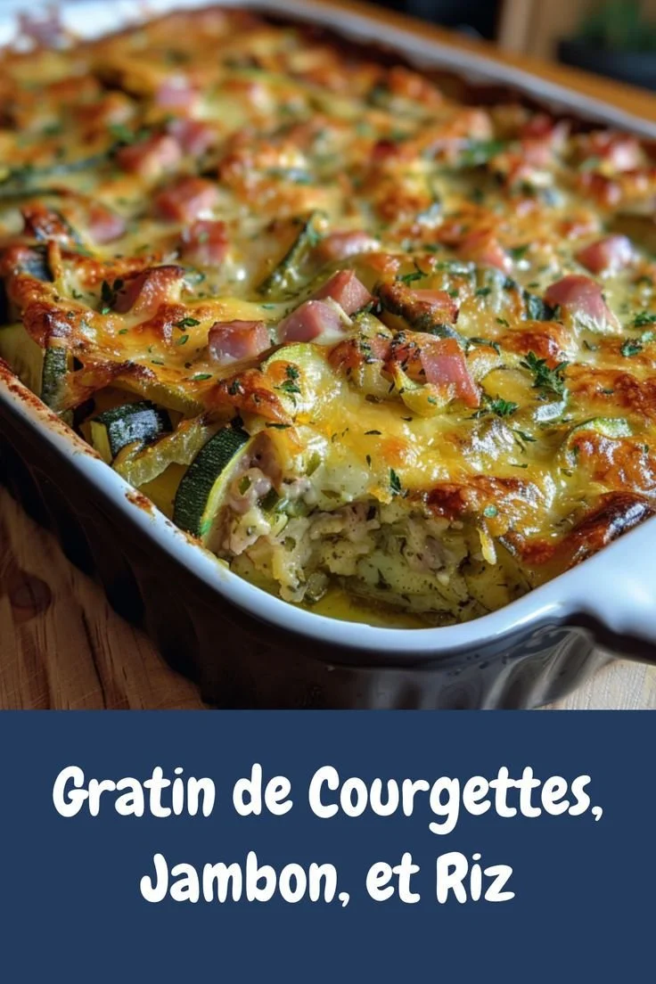 Gratin de courgettes au jambon et riz, un plat savoureux et familial