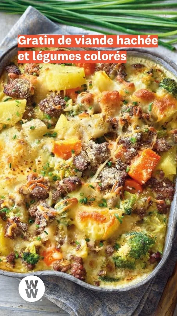 Gratin de viande hachée et légumes colorés savoureux et appétissant
