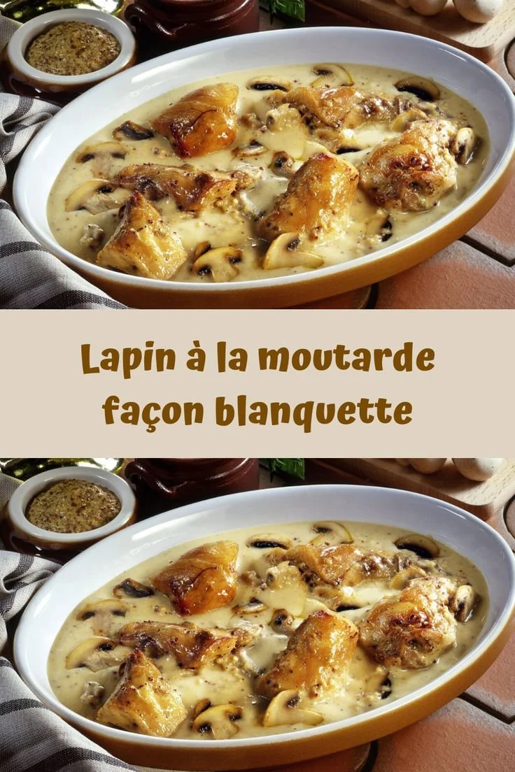 Plat de lapin à la moutarde façon blanquette traditionnelle