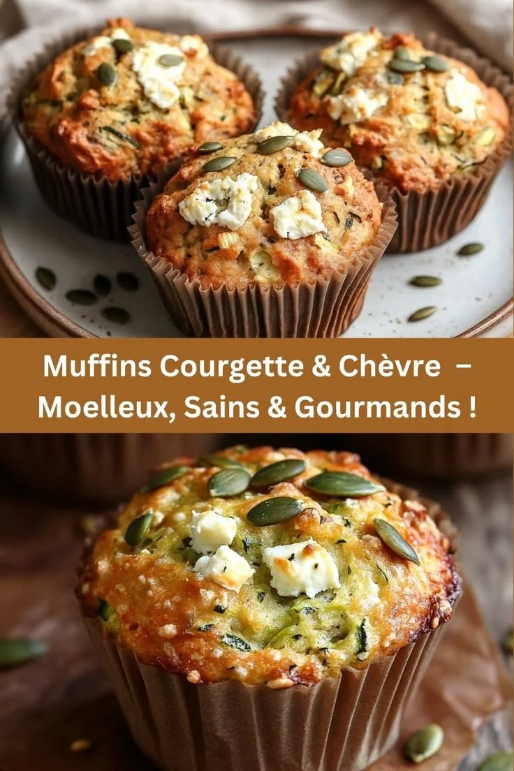 Muffins courgette et chèvre moelleux, sains et délicieux sur une table