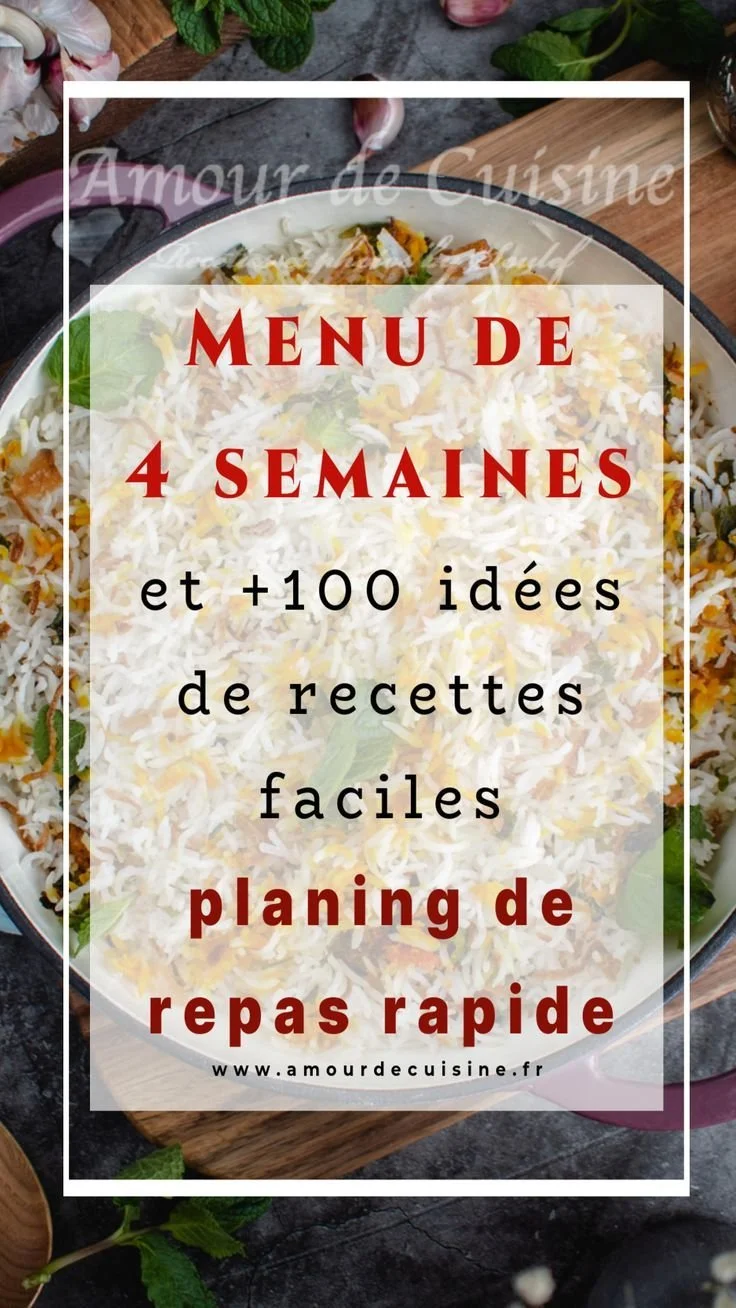 Idées recettes faciles pour planning de repas de semaine