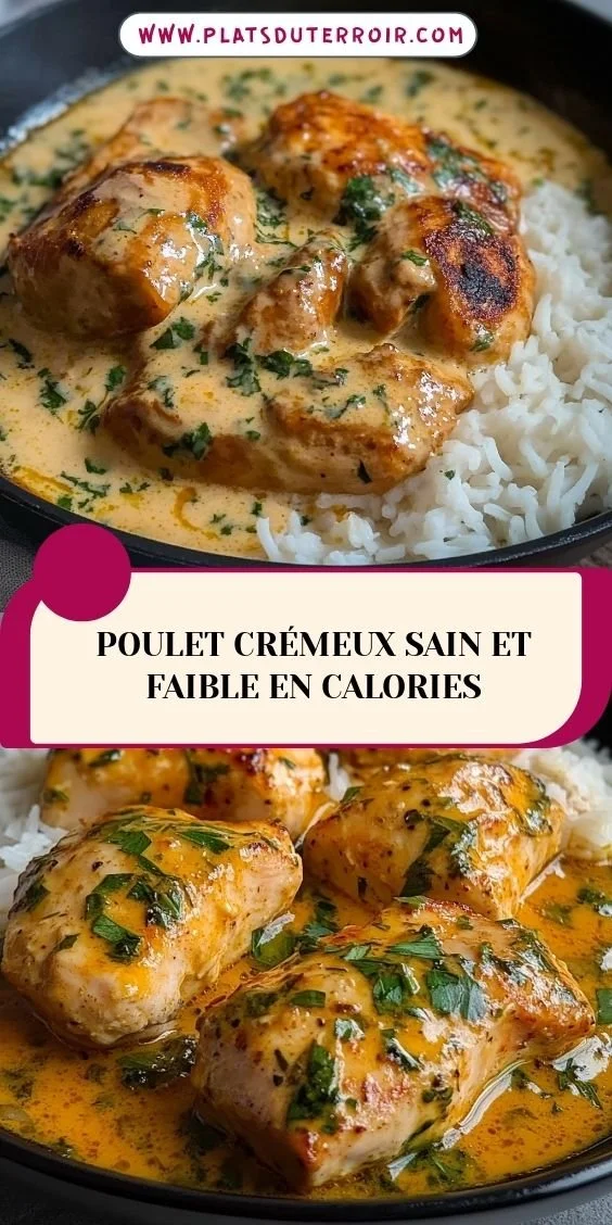 Poulet crémeux sain et faible en calories avec légumes frais