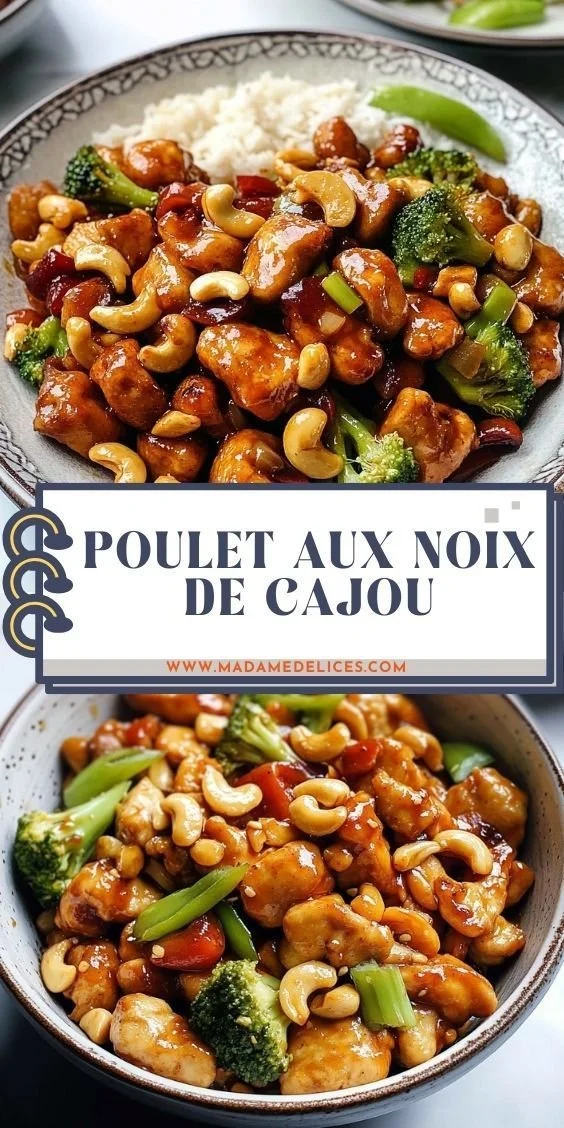 Poulet Sauté aux Noix de Cajou et Épices Douces dans un plat savoureux.
