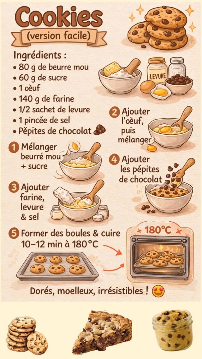 Recette de cookies maison avec des ingrédients frais et savoureux.