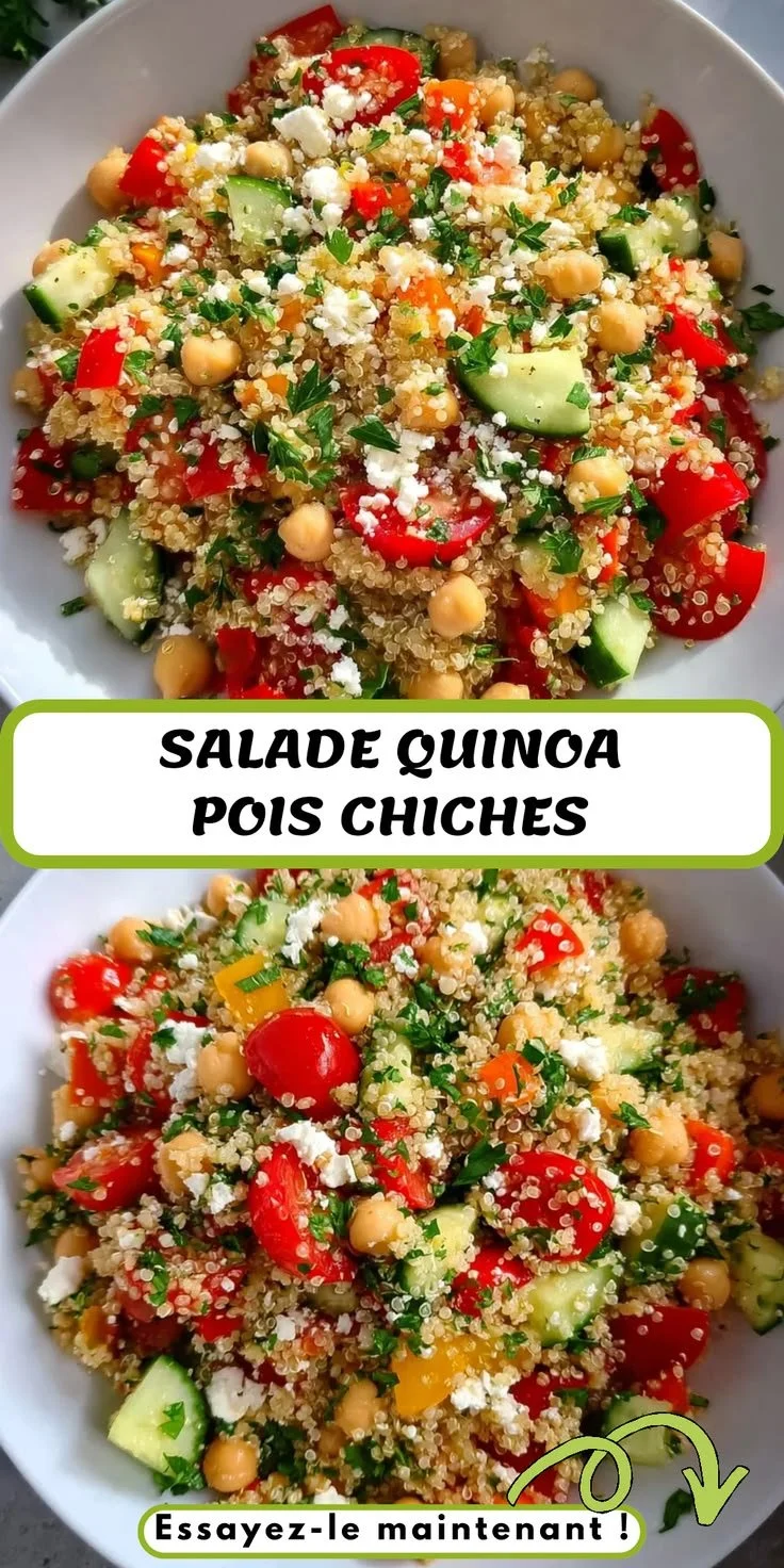 Salade de quinoa et pois chiches rapide et facile sans cuisson