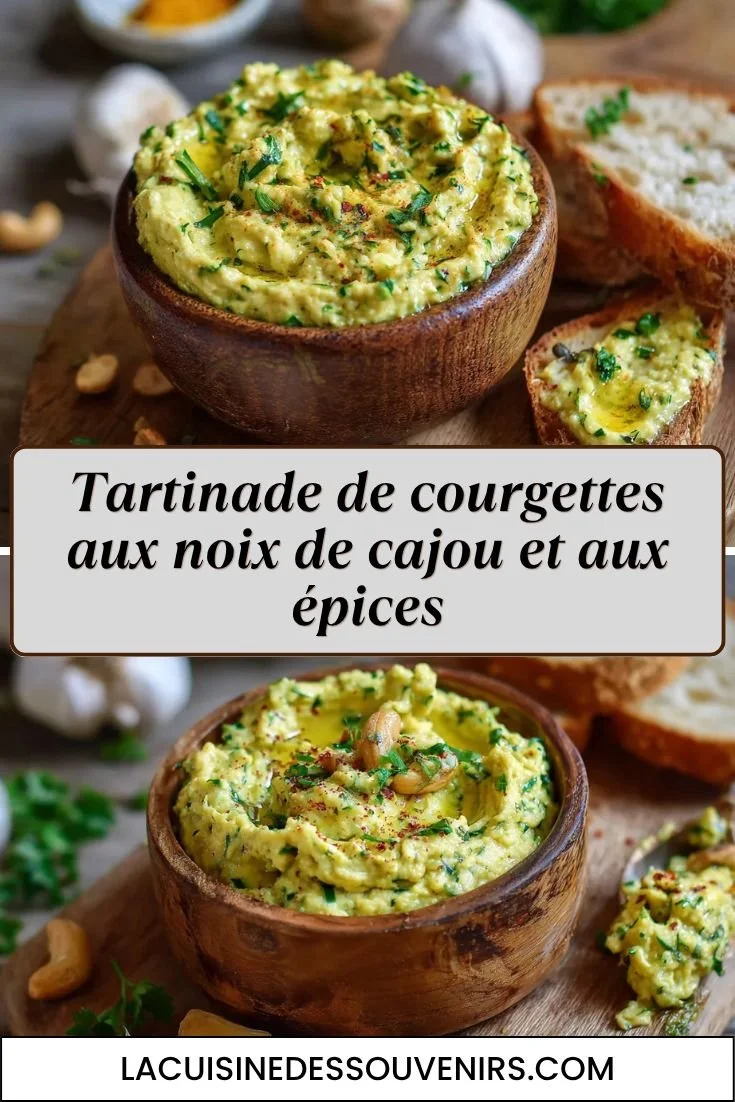 Tartinade de courgettes aux noix de cajou et épices dans un bol